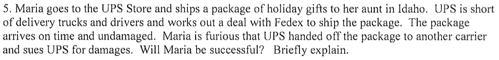 5. Maria goes to the UPS Store and ships a