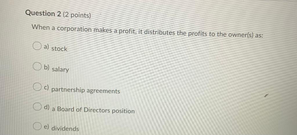 Question 1 (2 points) A tort is: O a) The best