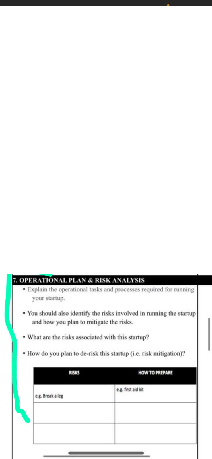 Operational plan and risk analysis for