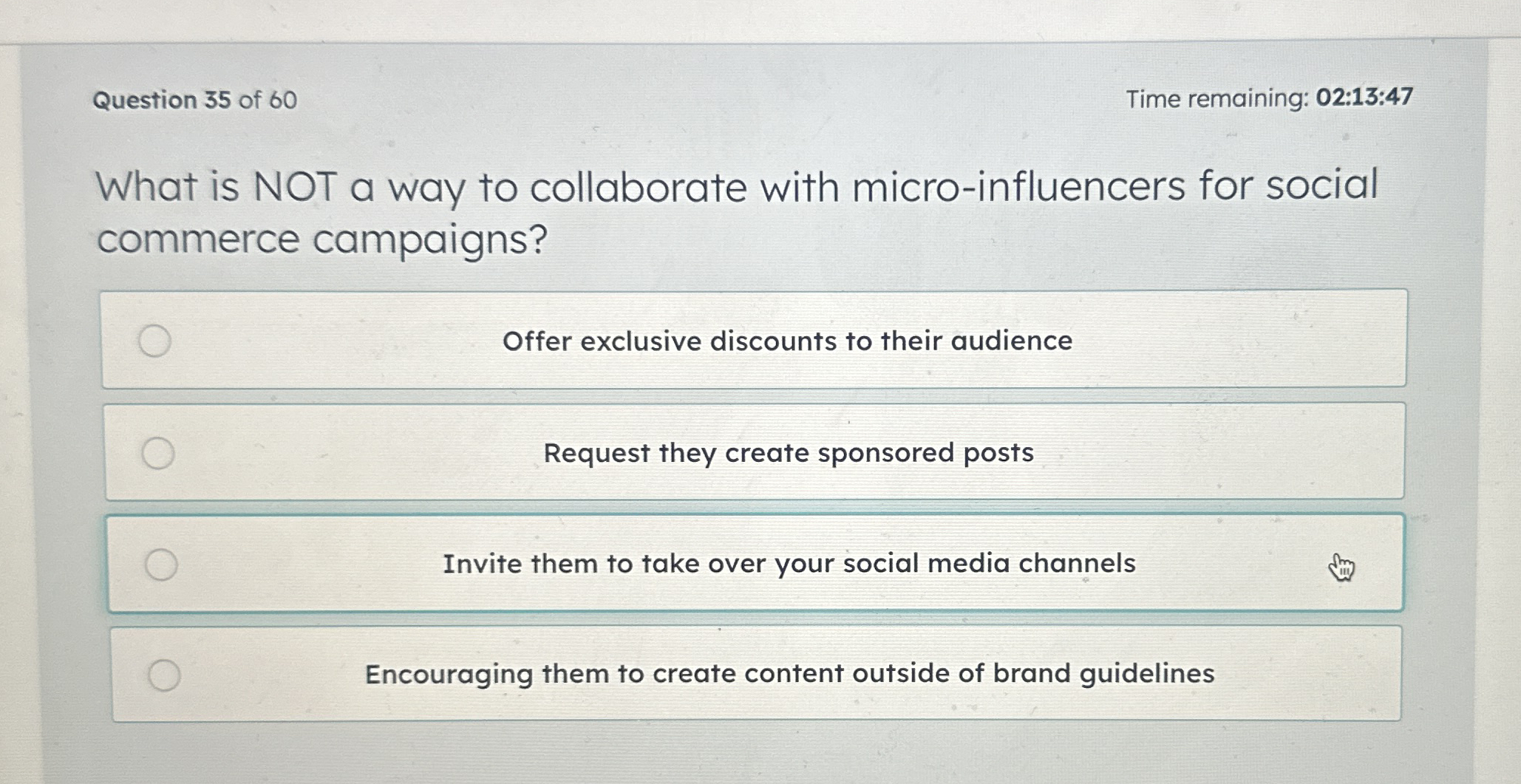 Question 3 5 of 6 0 Time remaining: 0 2 : 1 3 : 4