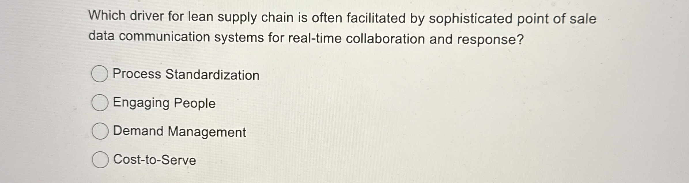 Which driver for lean supply chain is often