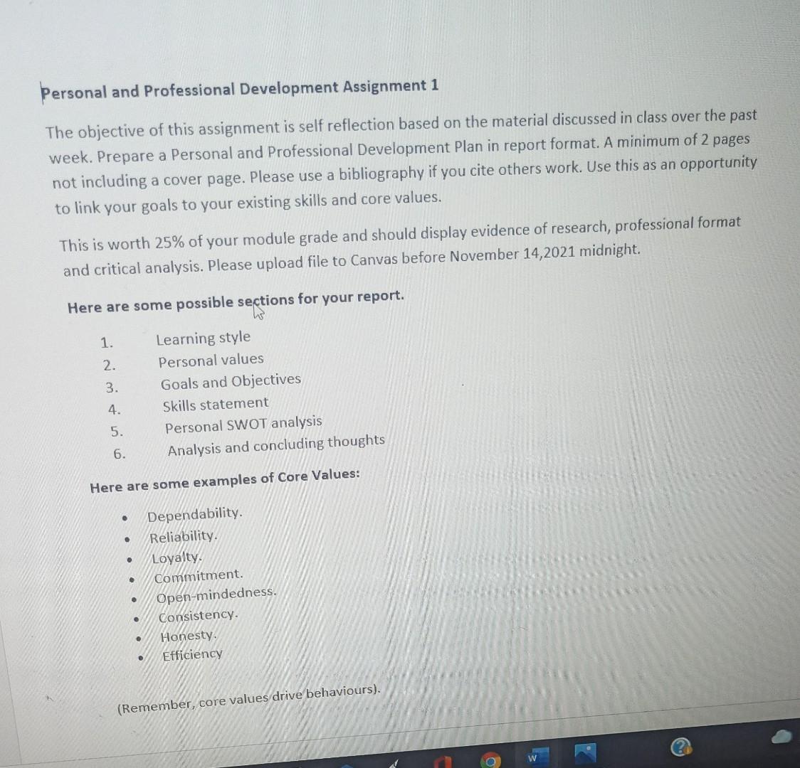 Personal and Professional Development Assignment