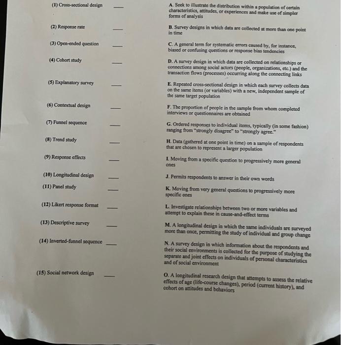 (1) Cross-sectional design (2) Response rate (3)