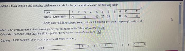 evelop a EOQ solution and calculate total