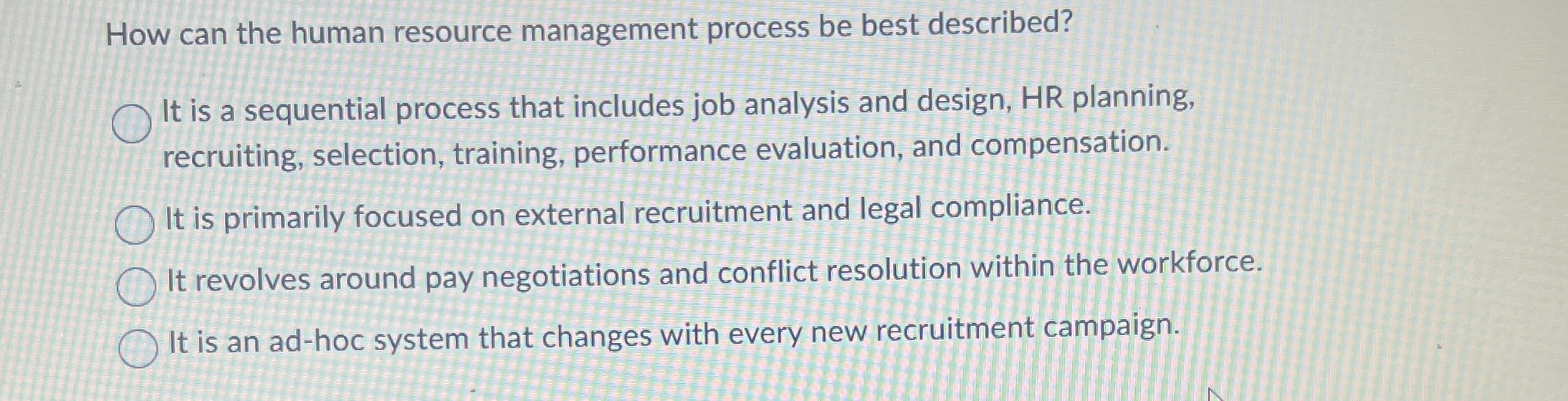 How can the human resource management process be