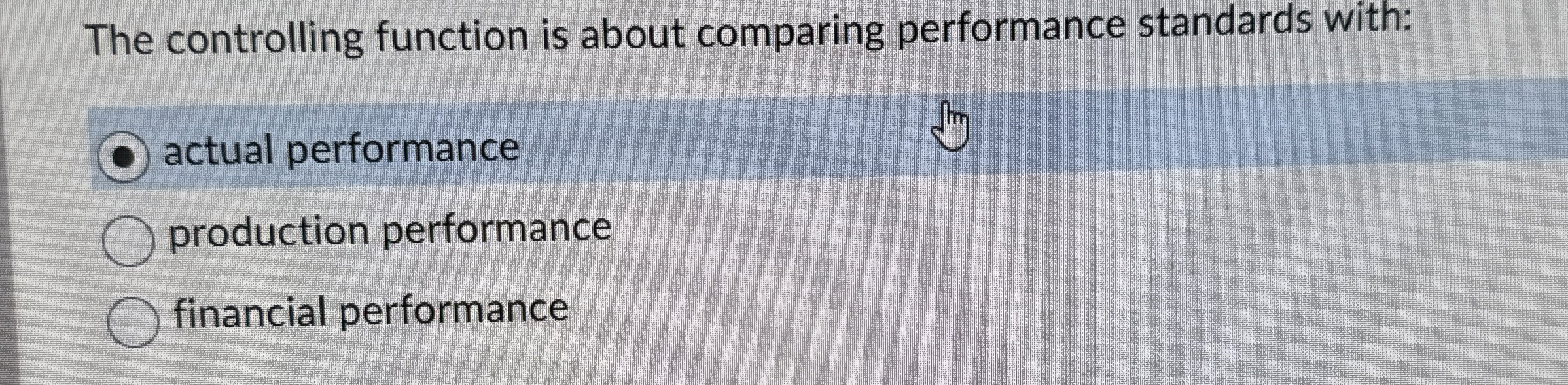 The controlling function is about comparing