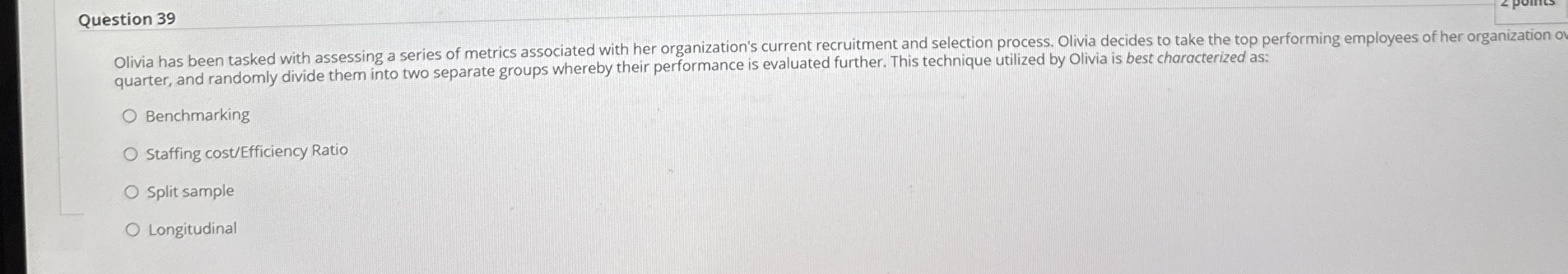 Question 3 9 Olivia has been tasked with