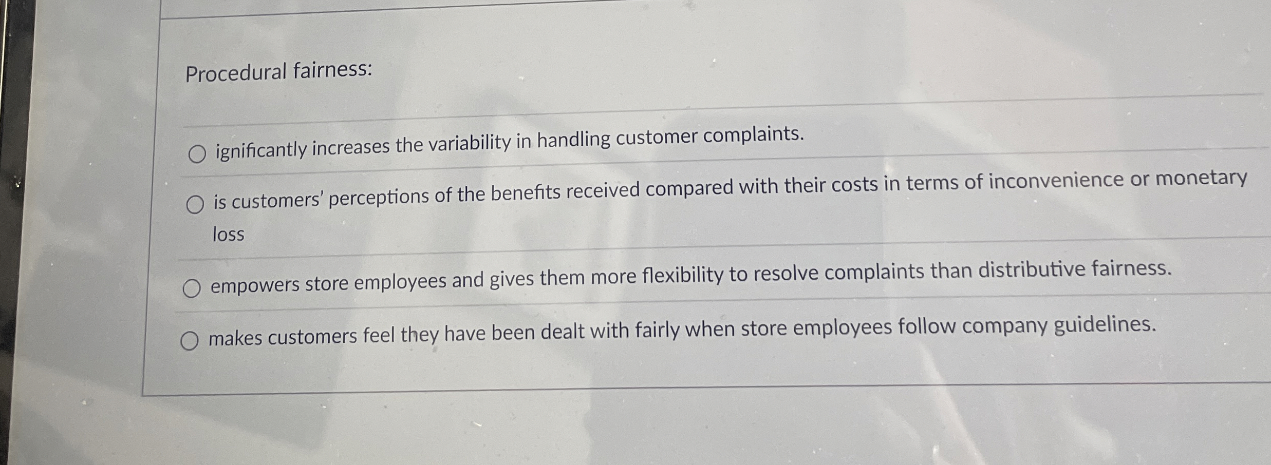 Procedural fairness: ignificantly increases the