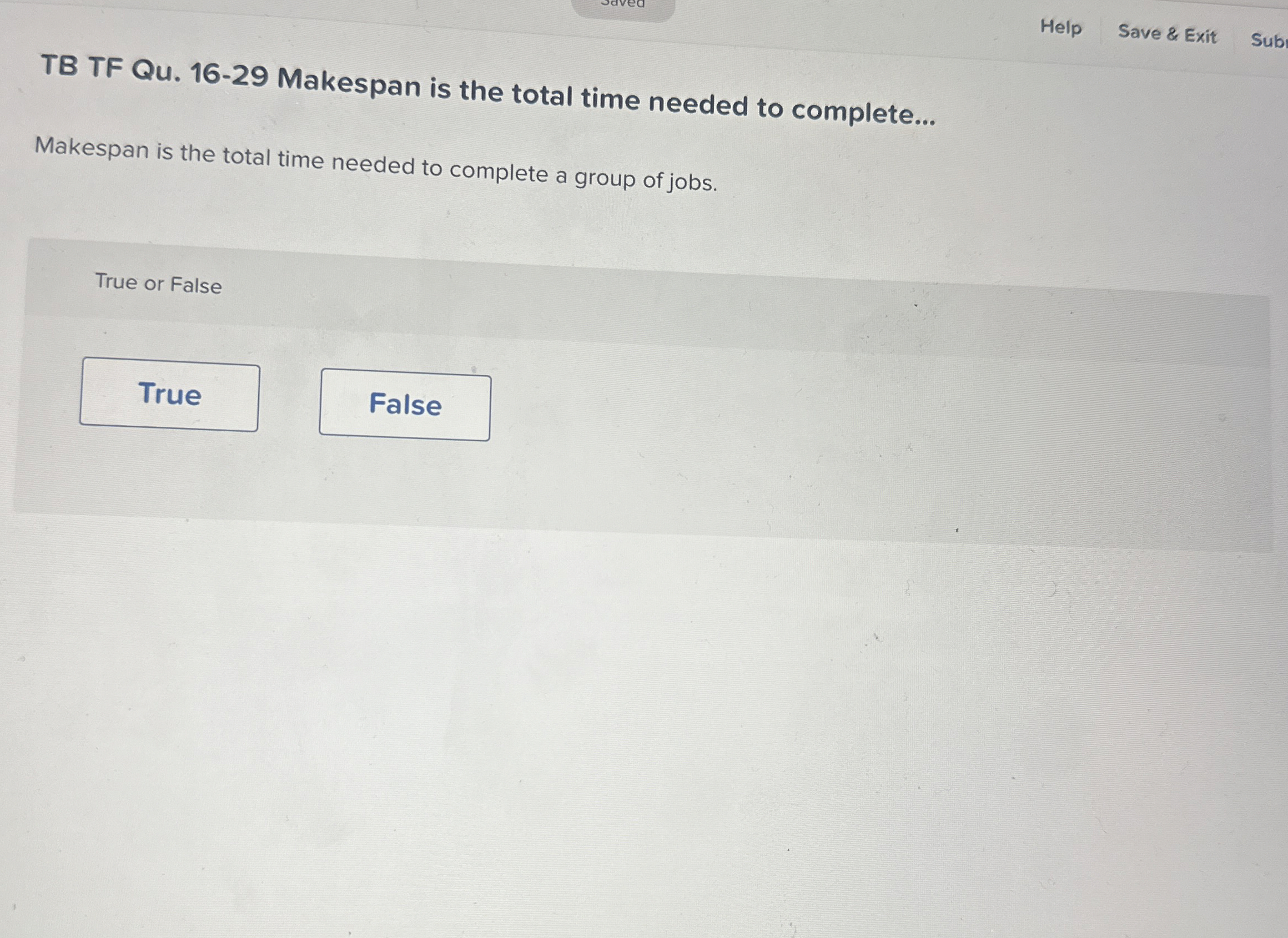 Help Save & Exit Sub TB TF Qu . 1 6 - 2 9