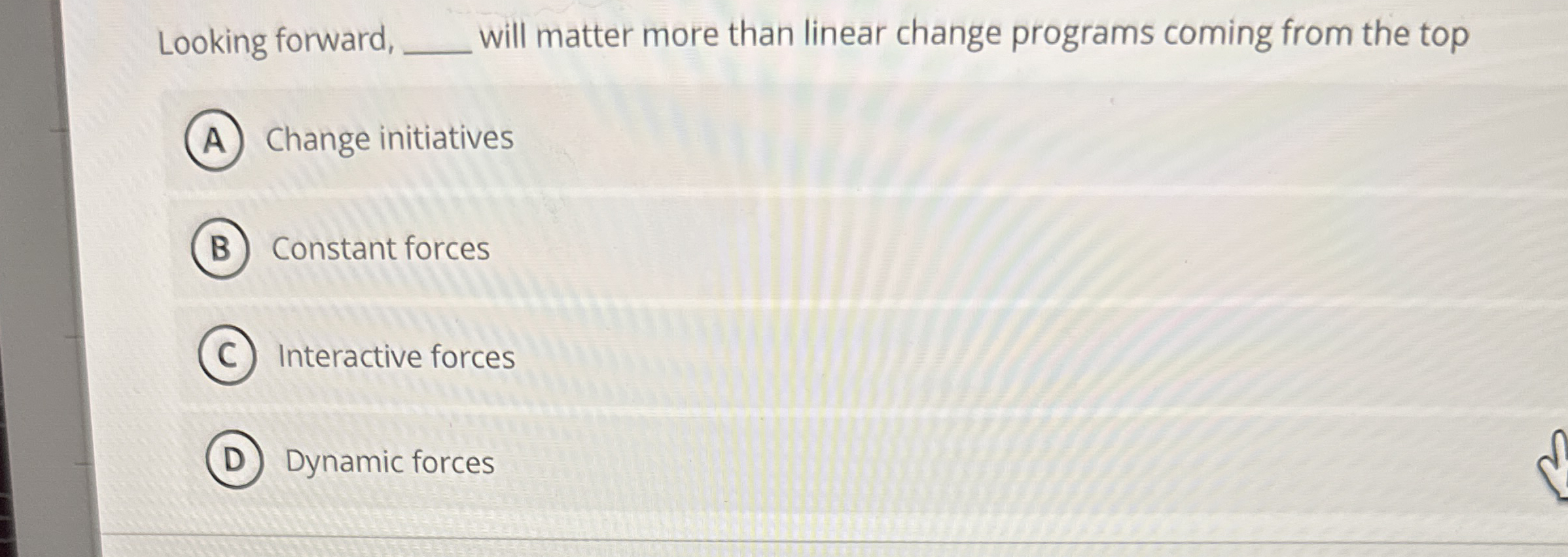 Looking forward, will matter more than linear