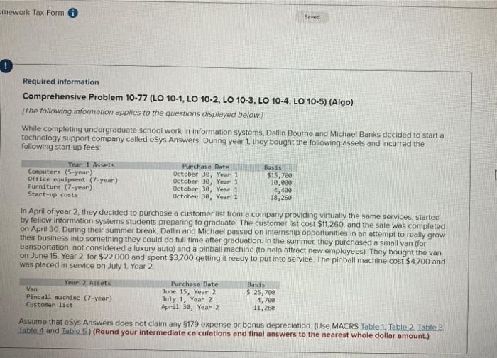 amework Tax Form Saved 0 Required information