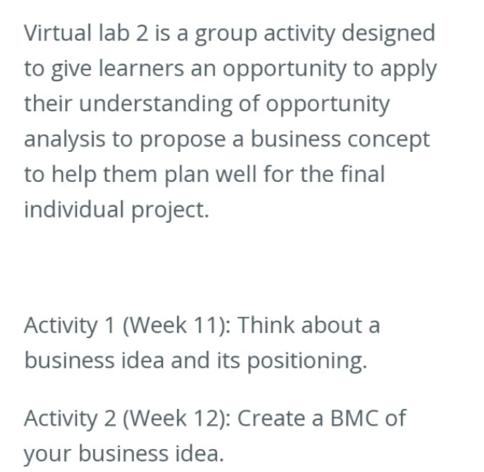 Virtual lab 2 is a group activity designed to