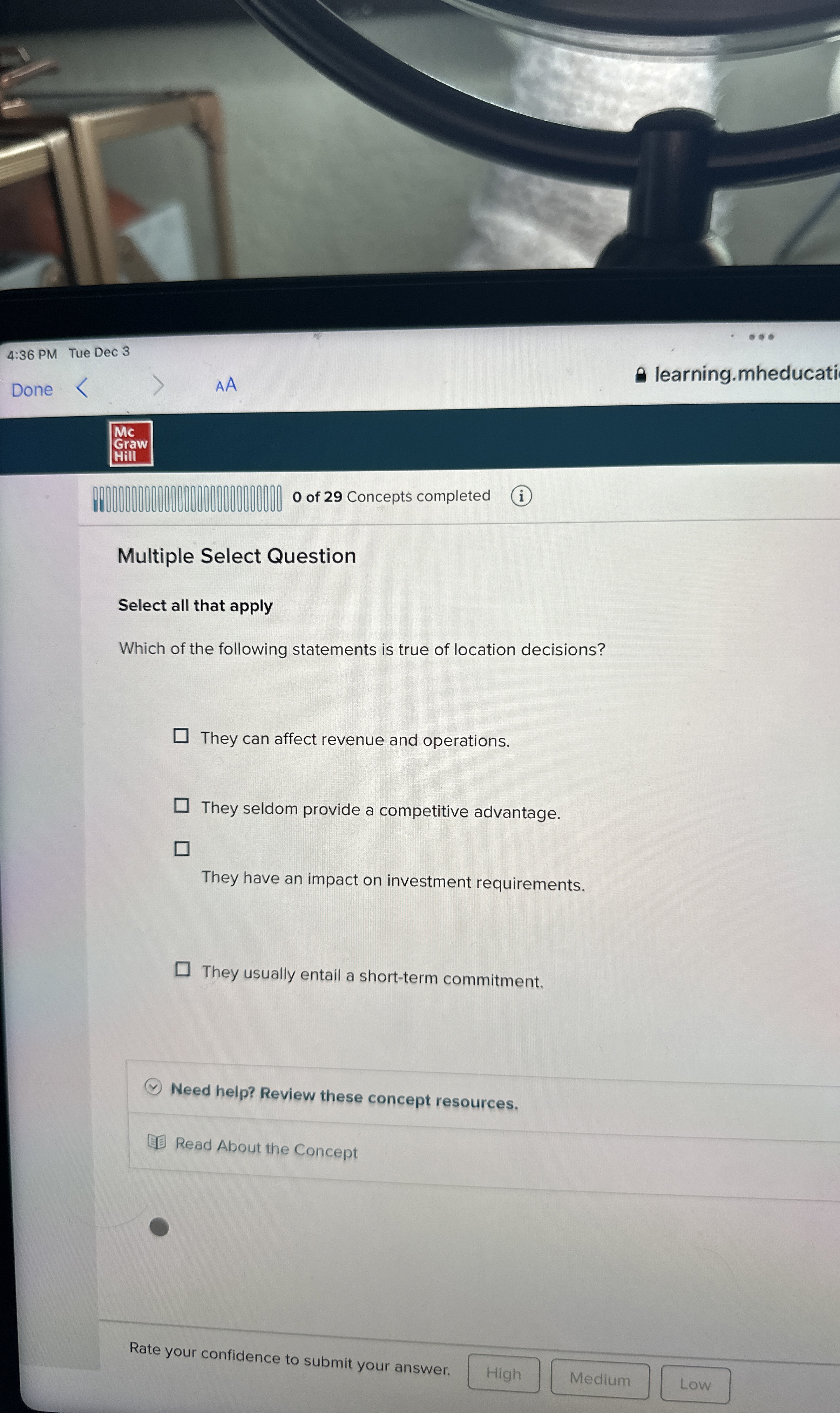 4 : 3 6 PM Tue Dec 3 Done AA learning.mheducati 0