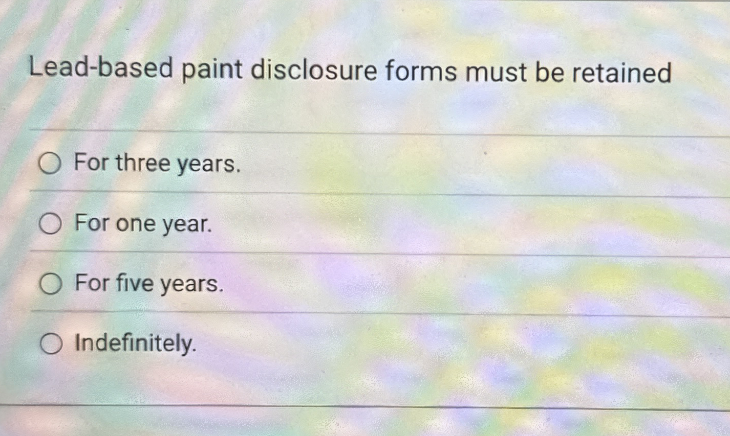 Lead - based paint disclosure forms must be