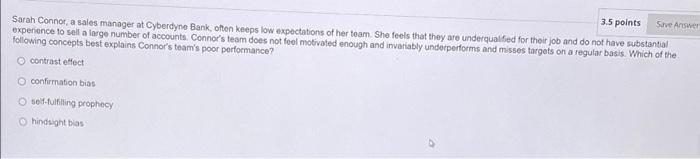 3.5 points Suve Answer Sarah Connor, a sales
