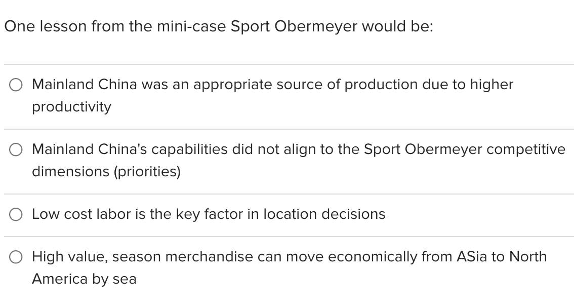 One lesson from the mini-case Sport Obermeyer