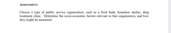 ASSIGNMENT Choose a type of public service