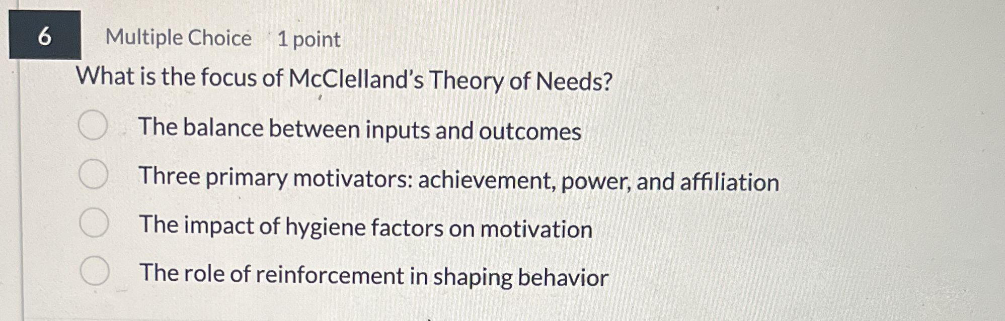 6 Multiple Choice 1 point What is the focus of