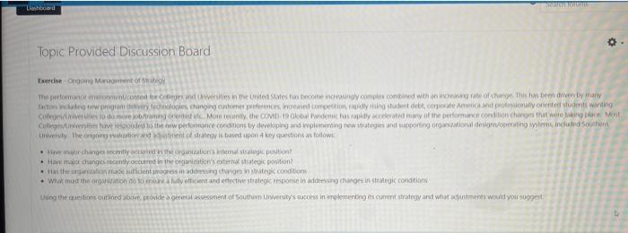 sed o Topic Provided Discussion Board Escongan