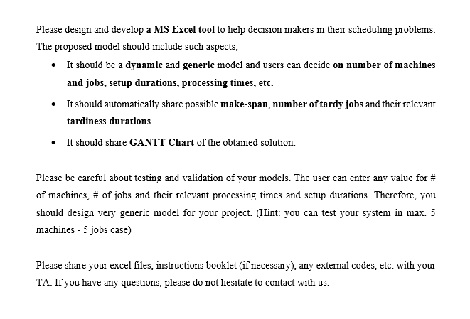 Please design and develop a MS Excel tool to help