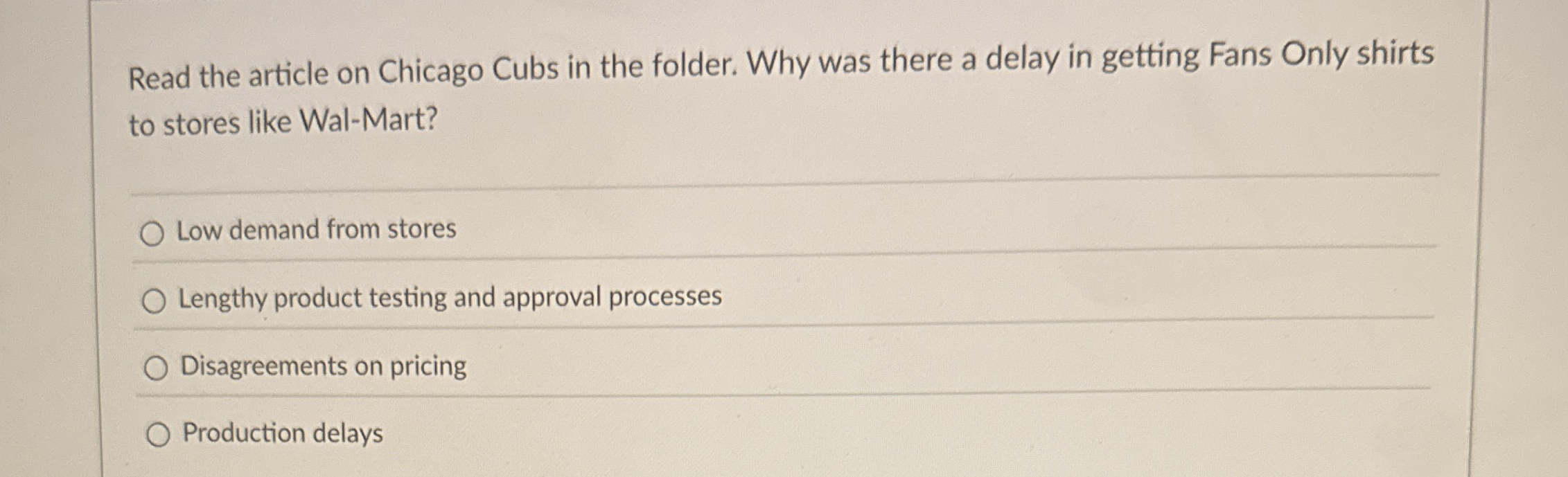Read the article on Chicago Cubs in the folder.