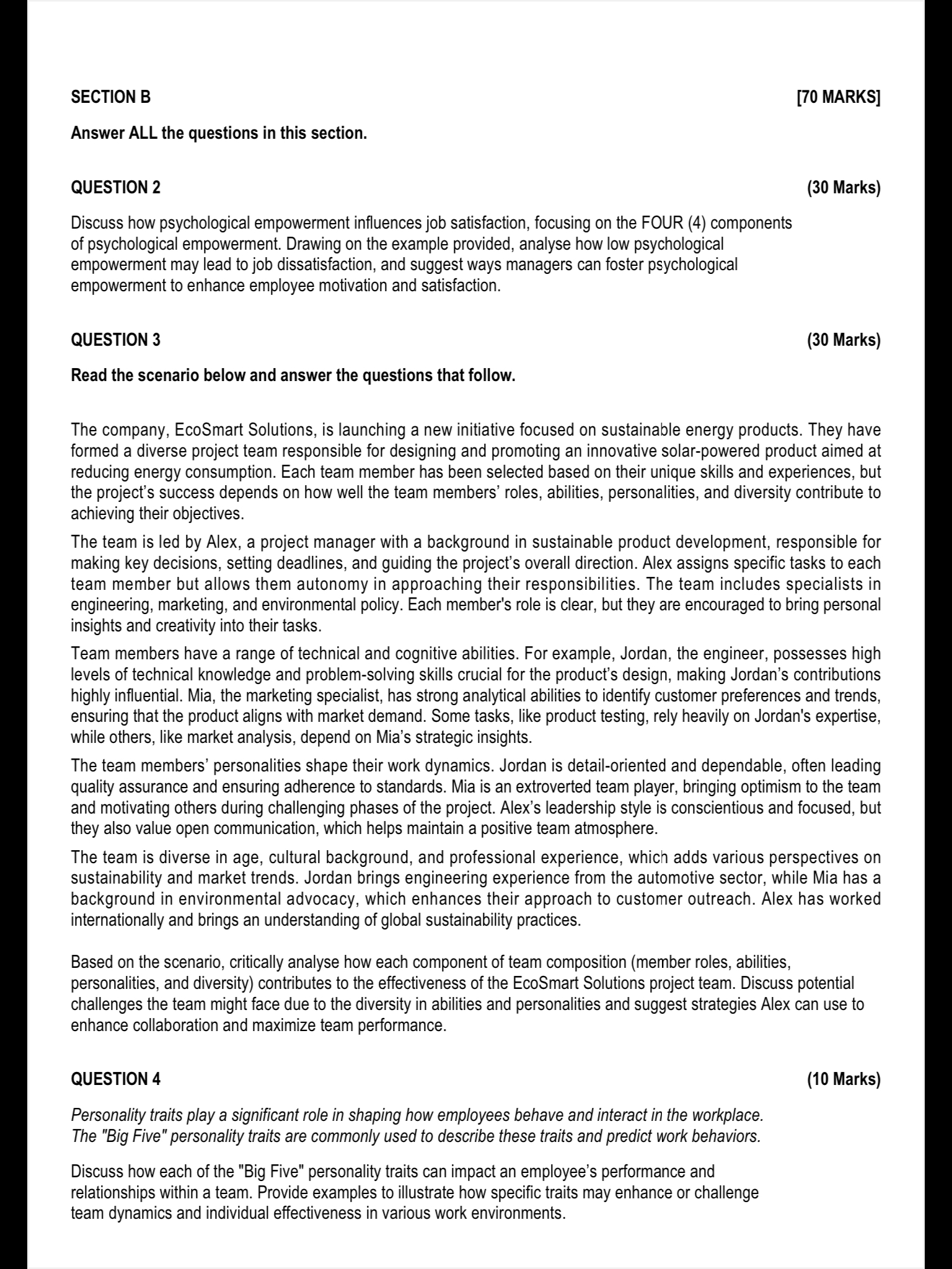 SECTION B [ 7 0 MARKS ] Answer ALL the questions