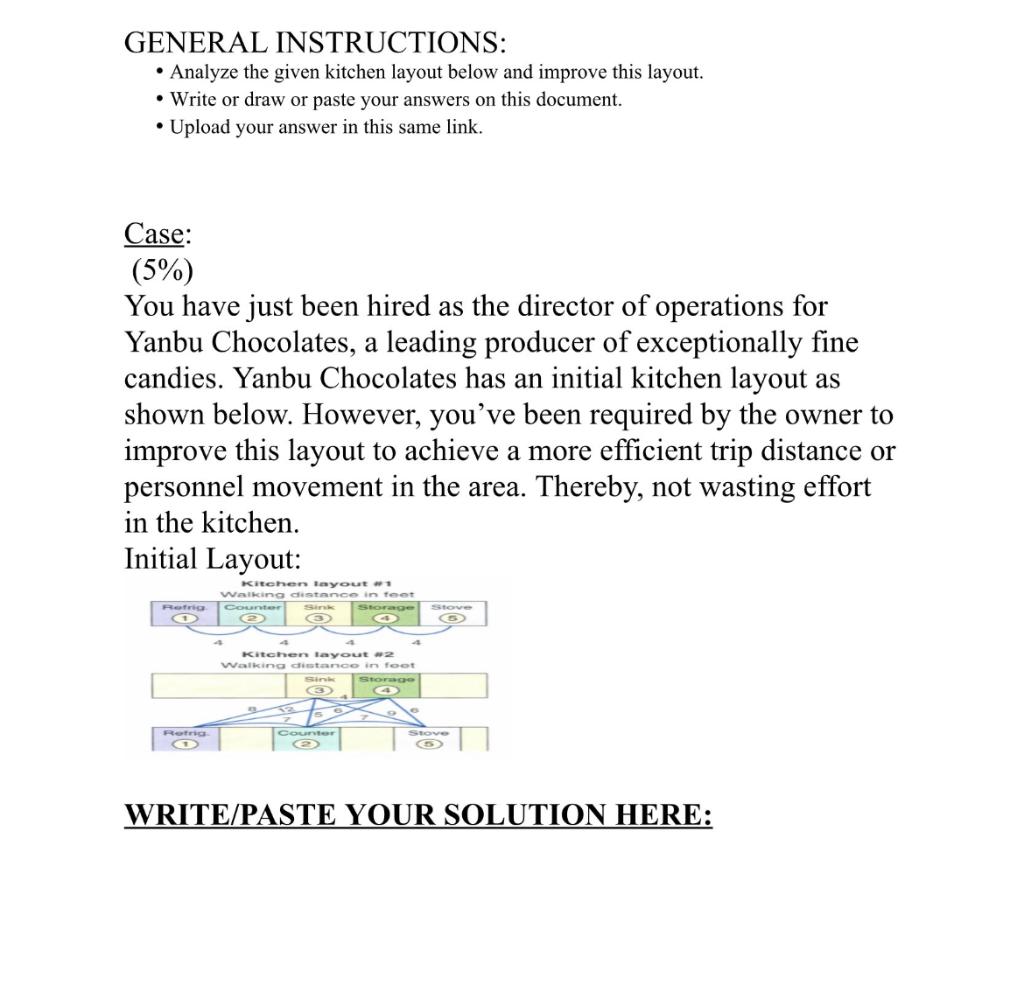 GENERAL INSTRUCTIONS: Analyze the given kitchen