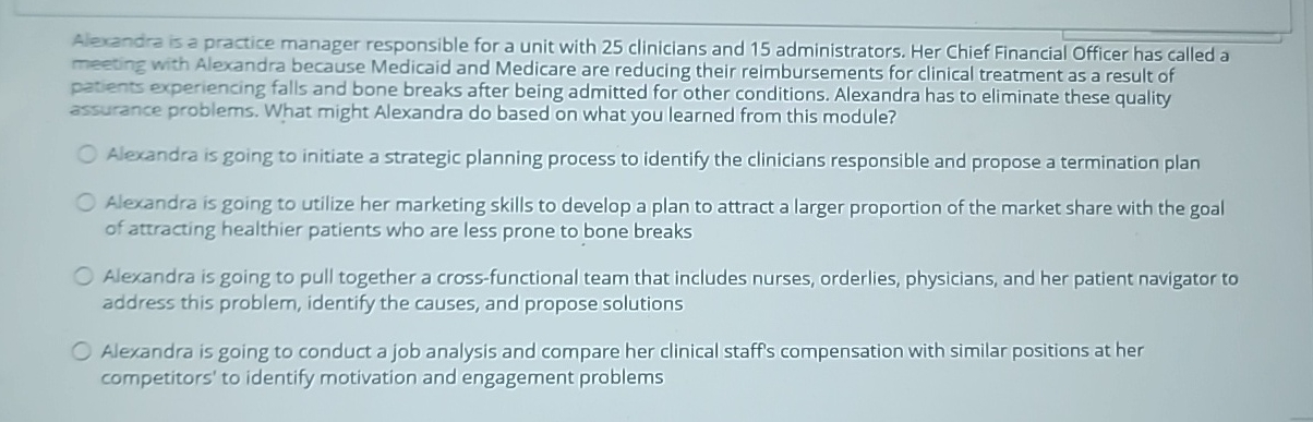 Alexandra is a practice manager responsible for a