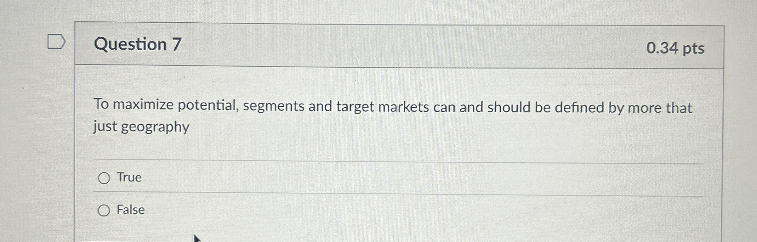 Question 7 0 . 3 4 pts To maximize potential,