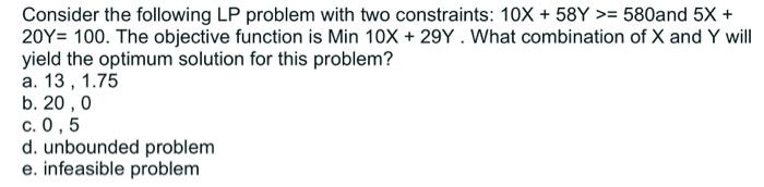 specific response Consider the following LP