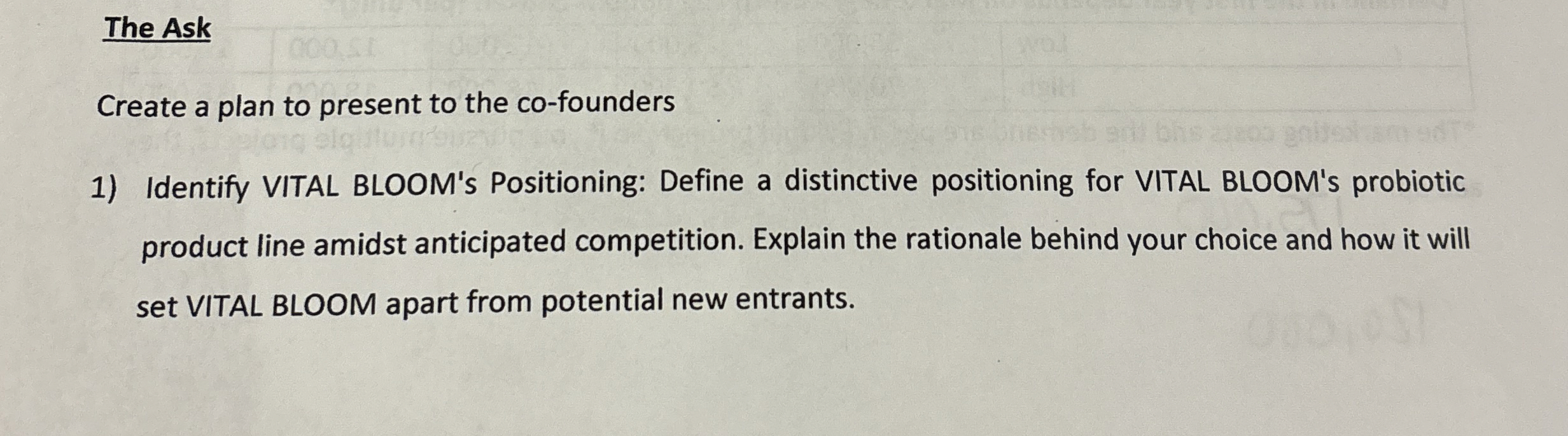 The Ask Create a plan to present to the co -