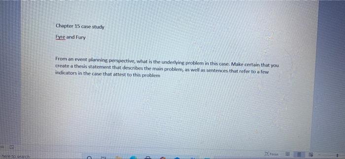 Chapter 15 case study Eyre and Fury From an event