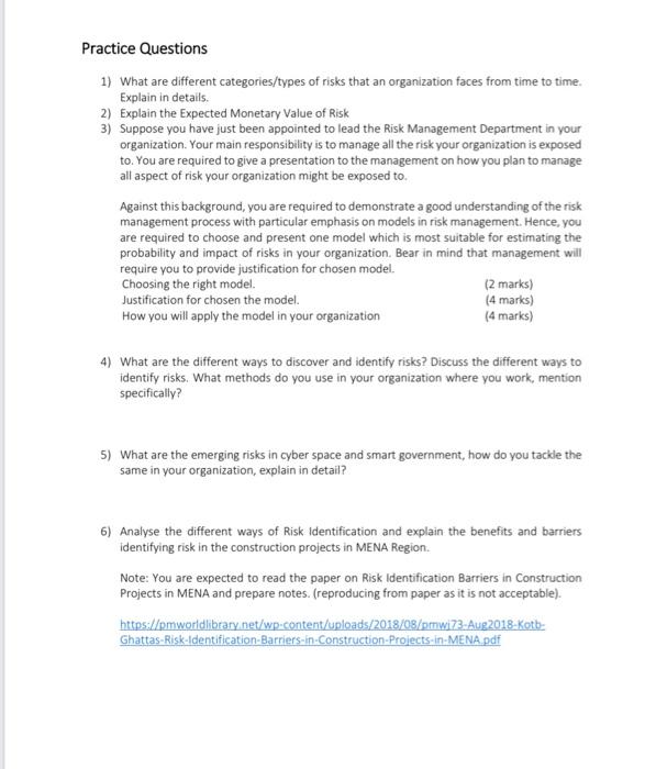 Practice Questions 1) What are different