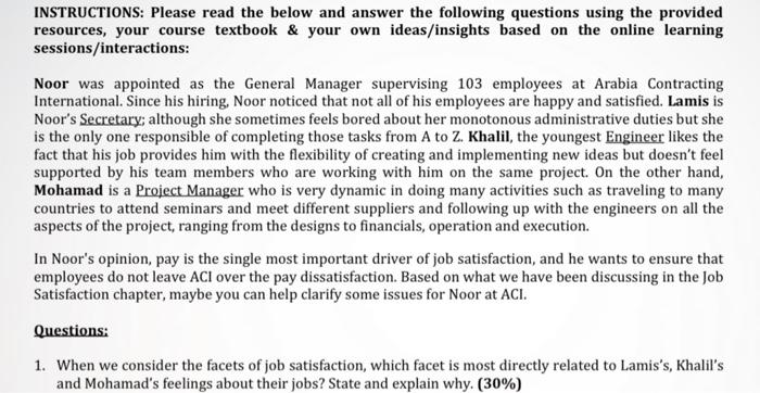 INSTRUCTIONS: Please read the below and answer