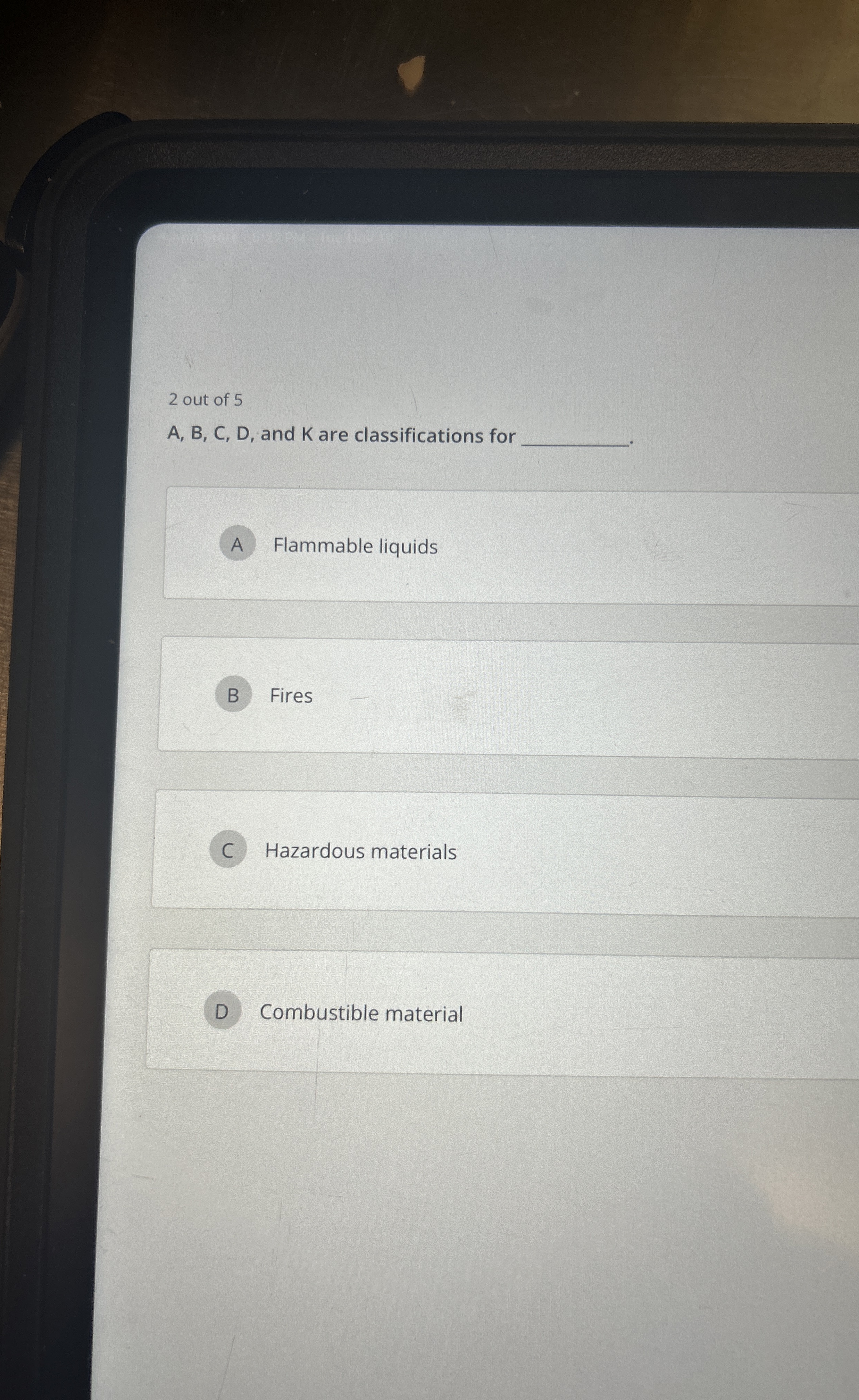 2 out of 5 A , B , C , D , and K are