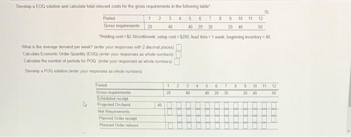 Develop a E0Q solution and calculate total