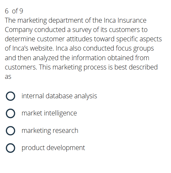 6 of 9 The marketing department of the Inca