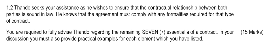 1 . 2 Thando seeks your assistance as he wishes