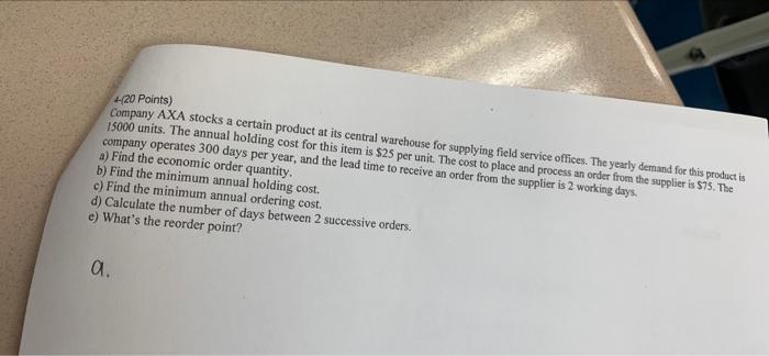 help pls asap 4,20 Points) Company AXA stocks a
