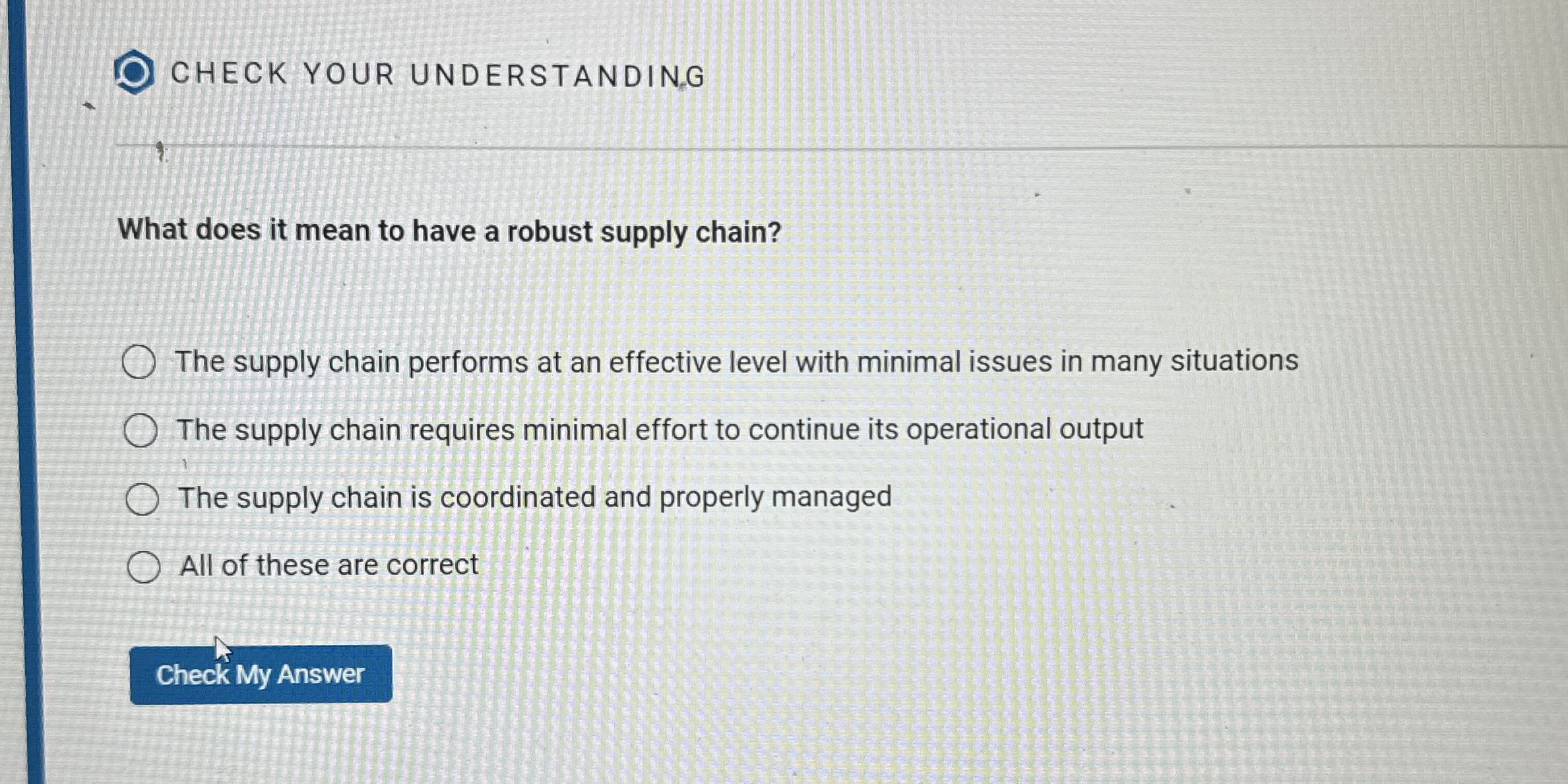 CHECK YOUR UNDERSTANDING What does it mean to