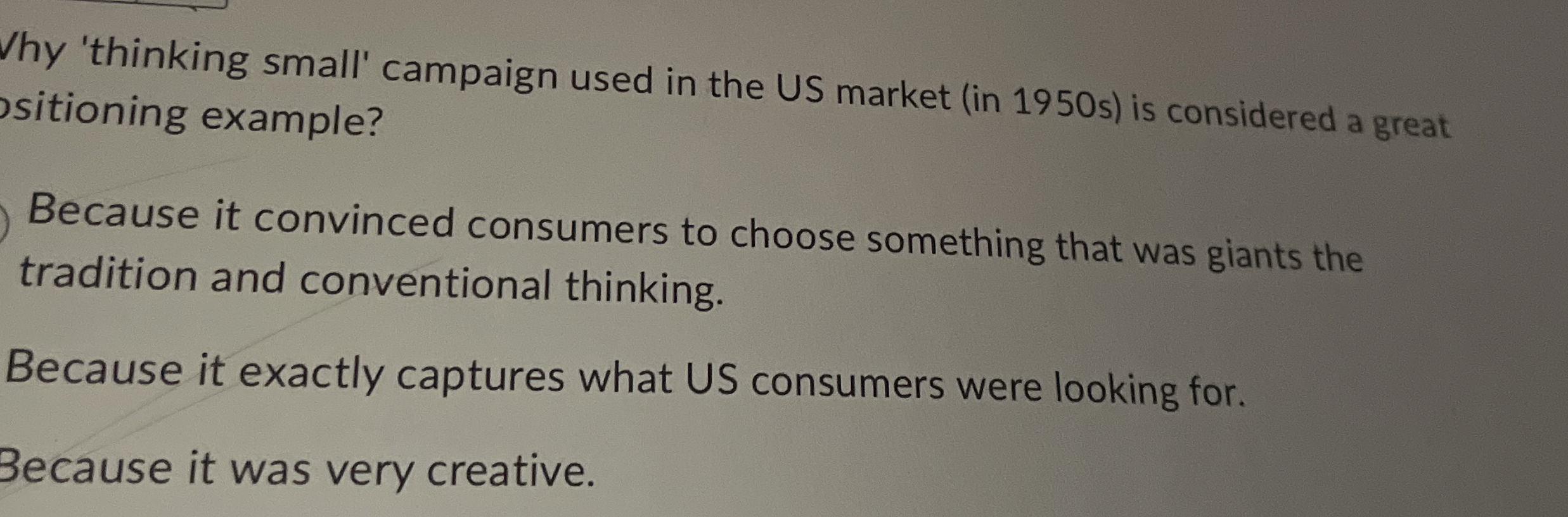 Why 'thinking small' campaign used in the US
