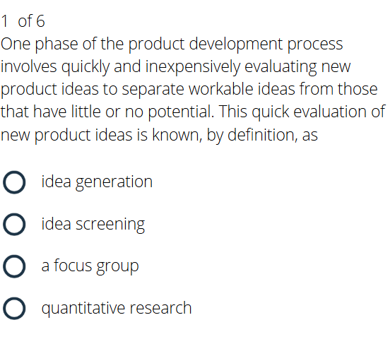 1 of 6 One phase of the product development