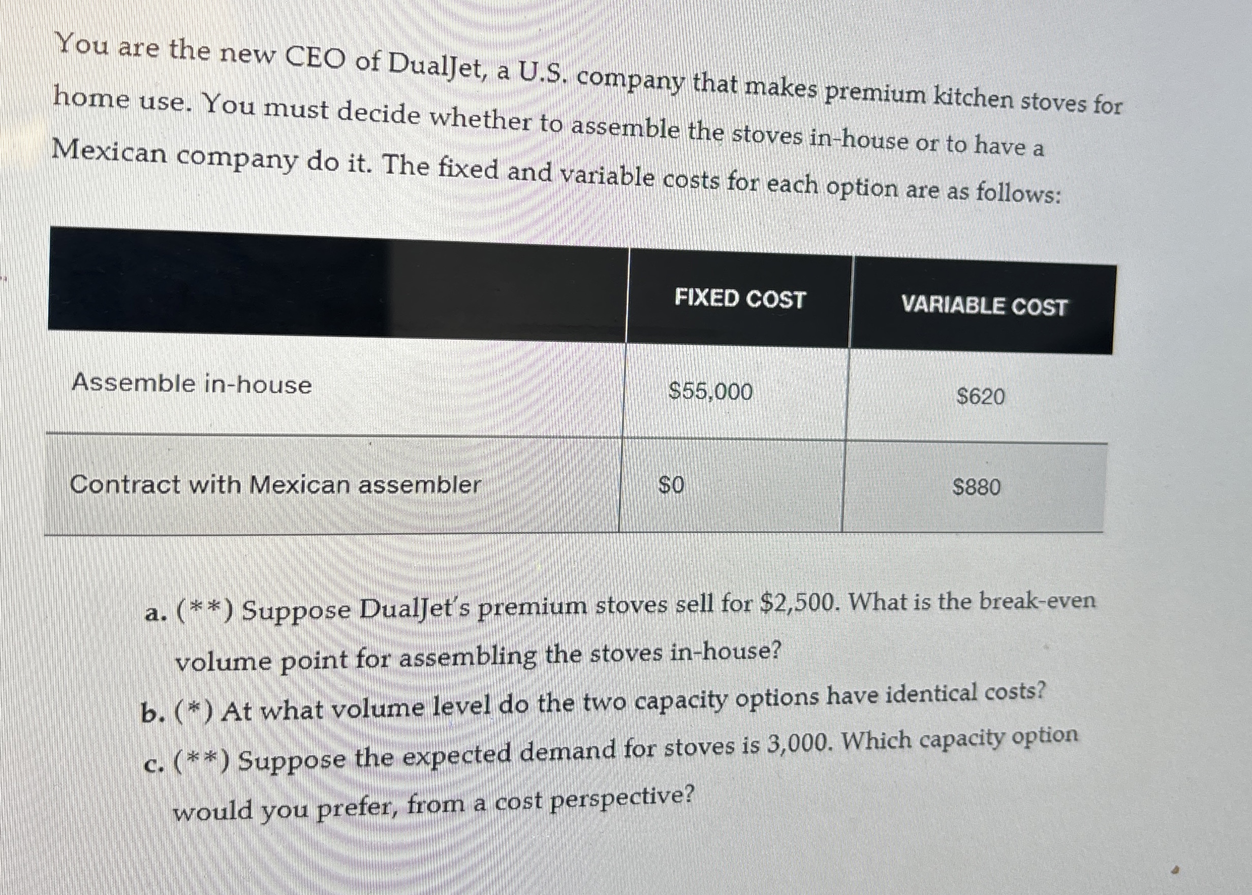 You are the new CEO of DualJet, a U . S . company