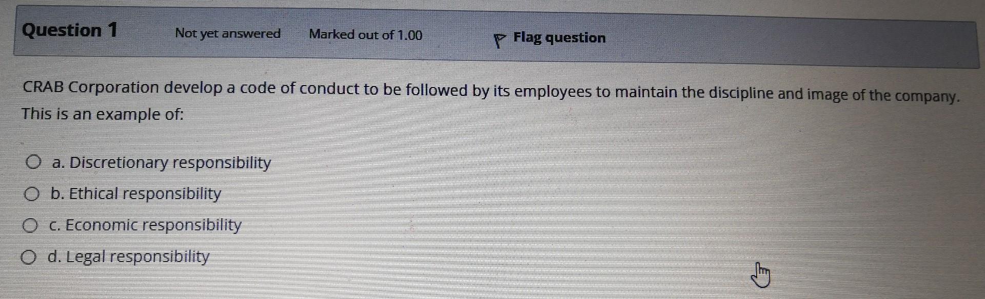 Question 1 Not yet answered Marked out of 1.00 p