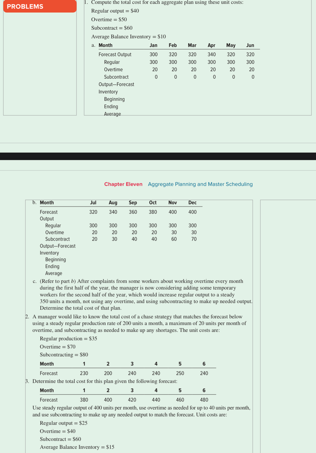 PROBLEMS Compute the total cost for each