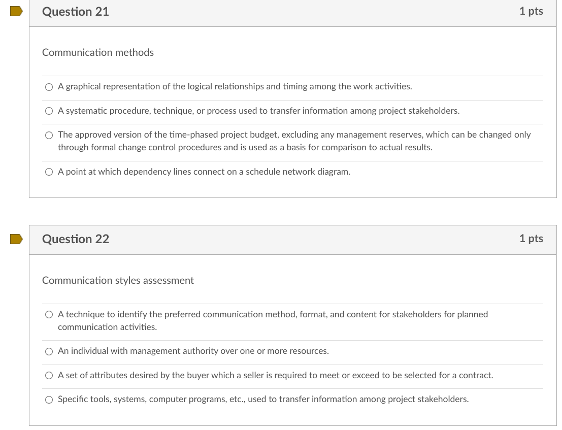 Question 18 1 pts A document that graphically