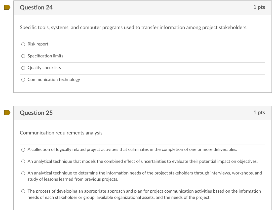 Question 18 1 pts A document that graphically