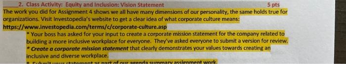 2. Class Activity: Equity and Inclusion: Vision