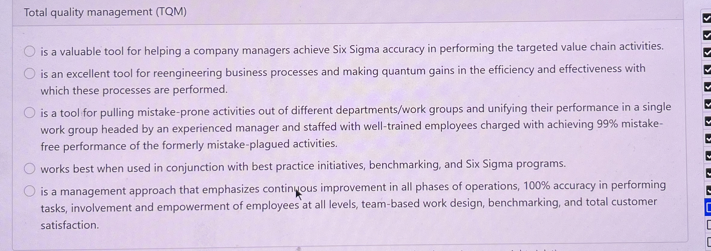 Total quality management ( TQM ) is a valuable