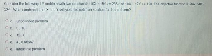 Consider the following LP problem with two